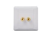 Unique Bargains Wall Mounted 2 Binding Post 1 Gold Plated Speaker Banana Plug Plate