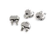 Unique Bargains Silver Tone 3 25 3mm Stainless Steel Wire Rope Clip Cable Clamp 4 Pcs
