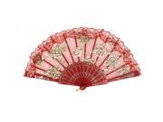 Spanish Style Rose Pattern Dancing Wedding Party Fabric Folding Hand Fan Red