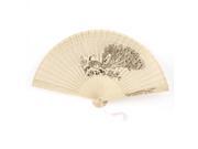 Sandalwood Peacock Printed Hollow Out Foldable Scented Hand Fan