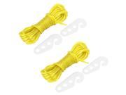 Unique Bargains 16.4Ft Nylon Household Fishing Camping Multipurpose Hanging Clothing Clothesline Rope w Hooks Yellow