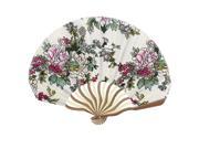 Bent Bamboo Grip Flower Print Silk Blend Foldable Craft Hand Fan Assorted Color