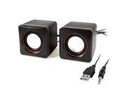 Unique Bargains Pair USB 2.0 3.5mm Square Mini Sound Speaker Box Black for DVD Mp3 PC