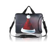 Neoprene 15.4 Christmas Hat Pattern Neoprene Laptop Shoulder Handle Bag Pouch Case