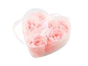 Unique Bargains Bathing Bud Flower Heart Shape Box Rose Petal Soap Light Pink 6 Pcs
