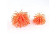 Unique Bargains 2 x Orange White Dotted Silicone Manmade Aquarium Sea Anemone Coral Ornament