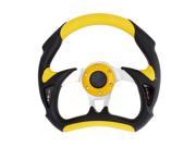 Unique Bargains Auto Car 12 Dia Black Yellow Litchi Pattern Faux Leather Coated Steering Wheel