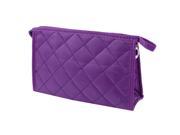Unique Bargains Lady Rhombus Pattern Polyester Zippered Makeup Holder Cosmetic Bag Purple