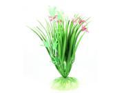 Unique Bargains Ceramic Base Green Pink Plastic Aquatic Flower Grass Plant 6.5 for Fish Tank