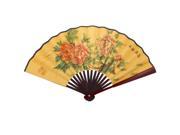 Unique Bargains Chinese Character Printed Fabric Bamboo Folding Fan for Man