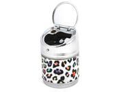 Portable Metal Leopard Printed Cylinder Shaped Ashtray for Car Multicolor