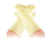 Unique Bargains Houseworking Light Yellow Middle Size Latex Long Washing Cleaning Gloves Pair