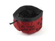Unique Bargains Camping Pet Dog Cat Puppy Folded Water Dish Bowl Red Black