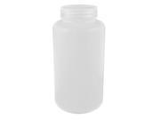 Unique Bargains Laboratory Double Cap Leakproof Plastic Widemouth Bottle Clear White 1000mL