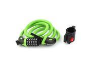Durable 5 Digit Lock Spiral Cable Motorcycle Bicycle Security Safeguard Combination Green