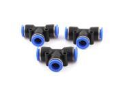 Unique Bargains 3 Pcs Quick Joint Air Pneumatic Tee Shaped Connect Fittings Tube OD 12mm