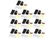 10 Set Cable Connector Plug 3 Pins 3 Way Waterproof Electrical Car Motorcycle