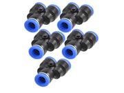 Unique Bargains 5 Pcs Air Pneumatic 10mm to 10mm Y Shaped Puch in Connectors Quick Fittings