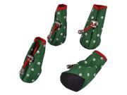 2 Pairs Rubber Sole Paw Printed Pet Dog Puppy Rainshoes Booties Green S