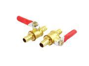 2 Pcs Red Plastic Handle Flat Rotate 1 4 PT Hose Barb Water Pipe Valve