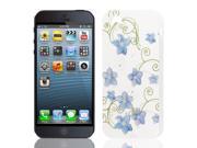 Unique Bargains White Light Blue TPU Flower Case Cover for iPhone 5 5G 5S 5GS