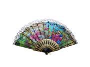 Unique Bargains Lacing Rim Detail Cutout Plastic Frame Hand Folding Fan