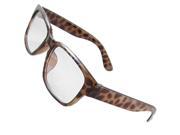 Women Leopard Pattern Plastic Arms Plano Glasses Eyewear