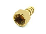 Unique Bargains Gold Tone Brass Fitting 14mm Hose Barb 1 2 PT Female Thread Straight Connector