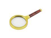 Metal Frame 5X Magnifier Magnifying Glass Jewelry Loupe 80mm Dia Gold Tone