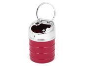 Portable Metal Slant Flap Lid Cylinder Shaped Ashtray for Car Silver Tone Red