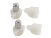 Furniture Hardware Glass Plastic Medium Shelf Support Pin Silver Tone White 4Pcs