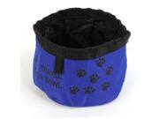 Unique Bargains Blue Black Cat Dog Paw Pattern Foldable Portable Feeder Bowl Water Dish