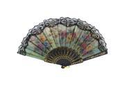 Pink Floral Print Folded Summer Dance Spanish Style Hand Fan Wedding Party Decor