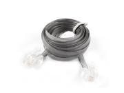 Clear Gray Plastic Flexible RJ11 6P4C Telephone Extension Cable 8ft Length