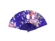 Unique Bargains Party Gift Plastic Rib Chinese Style Flower Pattern Folding Hand Fan Royal Blue