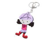 Unique Bargains Girl Shape Colored Plastic Cover Cosmetic Mirror Keyring Key Chain