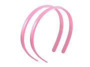 Pink 0.4 Width Plastic Frame Double Row Teeth Hair Hoop 2 Pcs