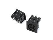 DIN 6 Pin Female PCB Mount S video Sockets Connectors Head 2 Pcs