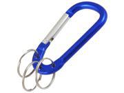 Unique Bargains Blue Metal 3 Split Ring Carabiner Hook Key Ring Key Chain