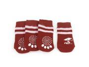 Unique Bargains 2 Pairs Red Pink Paw Pattern Anti Slip Knitted Pet Dog Puppy Socks Size M