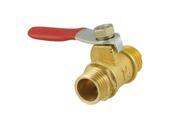 Unique Bargains Full Port 1 4 x 1 4 Male Thread Red Lever Solid Brass Ball Valve