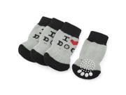 2 Pairs Gray Paw Letter Pattern Elastic Cuff Nonslip Pet Dog Yorkie Socks