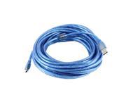 Unique Bargains USB 2.0 Male to Mini 5 Pin Male Extension Cable Cord Lead 33 Feet 10M Blue
