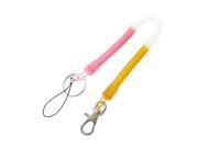 Unique Bargains Pink Amber Color Cell Mobile Phone Plastic Coiled Lanyard Cord Strap