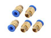Unique Bargains 5 x Straight Connector Tube 1 8PT Thread OD 6mm Quick One Touch Fitting