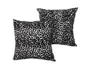 2 Pcs Zipper Closure White Black Cotton Blends Pillow Cushion Cover