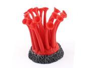 Unique Bargains Ceramic Base Dark Red Soft Silicone Coral Ornament 3.5 High for Aquarium