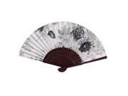 Chinese Style Floral Pattern Summer Cooler Dance Fabric Folding Hand Fan White