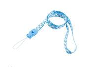 Unique Bargains 11mm Wide White Blue Plaid Pattern Mobilephone Camera MP3 Neck Lanyard