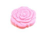 Pink Foldable Rose Pattern Double Sides Round Makeup Compact Mirror